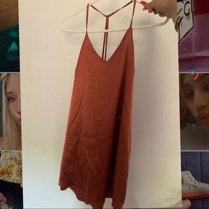 Silk terracotta mini dress 👗 Size SMALL ; COMPLETELY NEW!!!